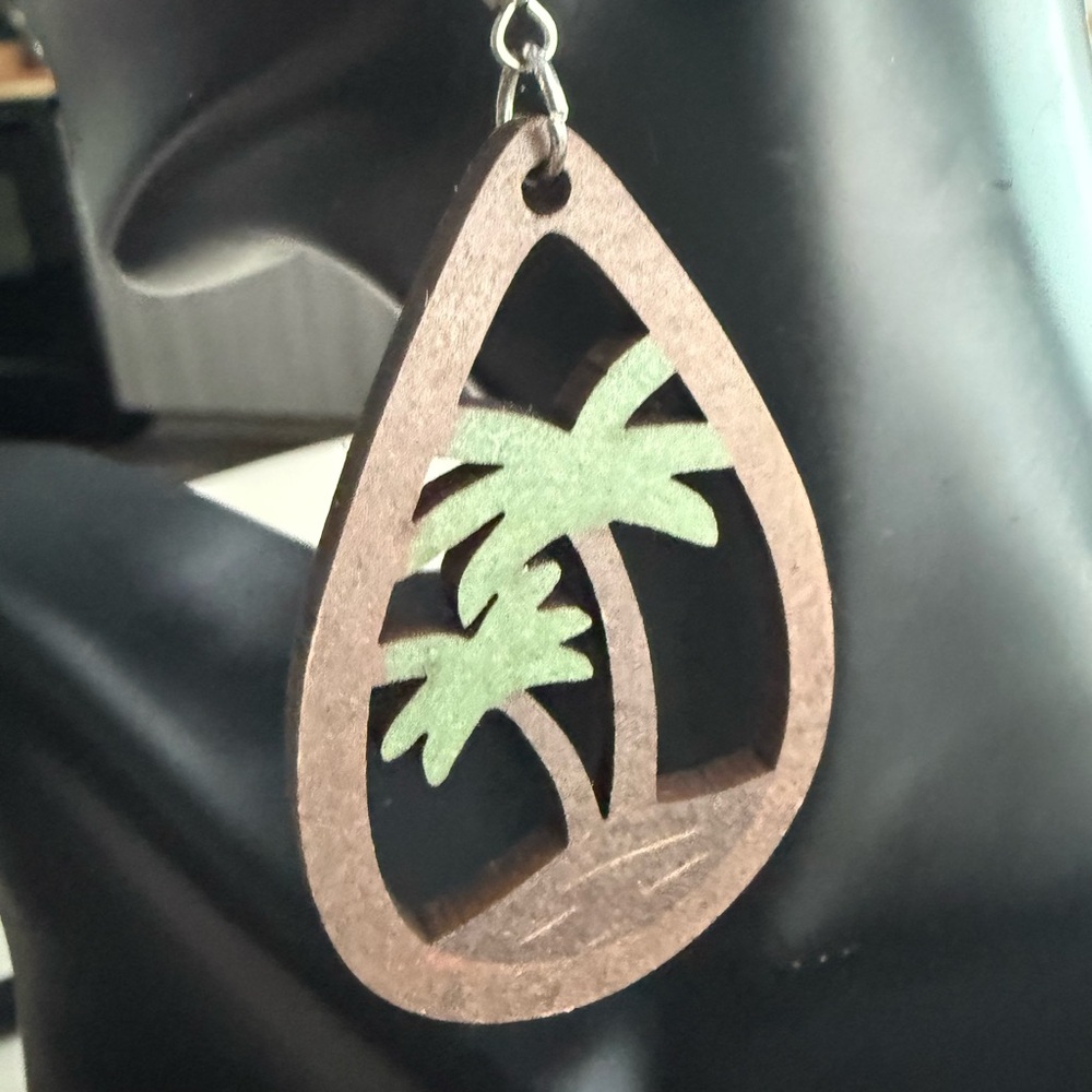 Brown and Green Palm Tree Earrings